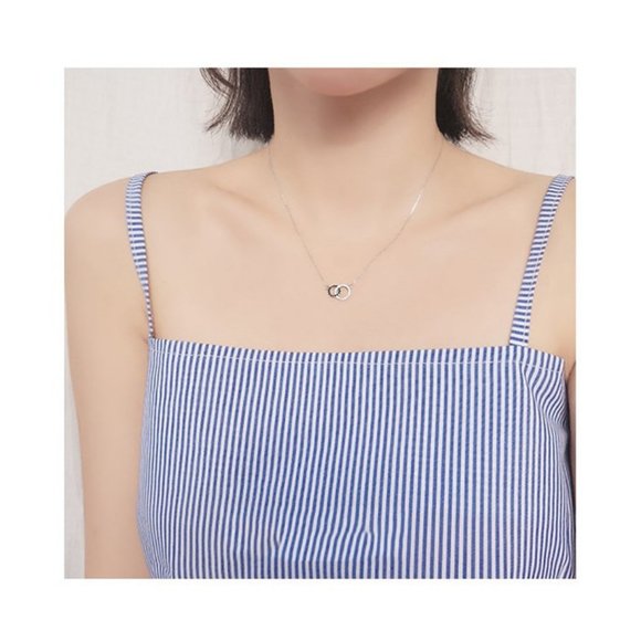 NEW 925 Sterling Silver Diamond Circle Necklace B - Picture 11 of 13